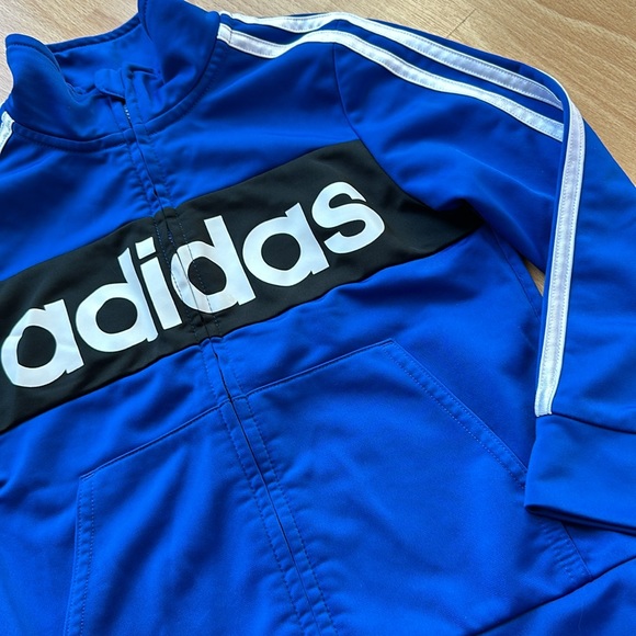 Adidas Blue and White Track Jacket Boys Size 5 - Picture 6 of 9